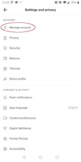 How to manage account on TikTok