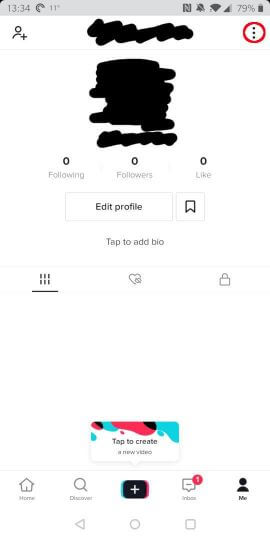 TikTok Menu Button Location